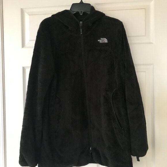 North Face Women’s Large Black Fuzzy Hoodie Zip-Up Jacket – Soft Plush Fleece - Picture 1 of 7